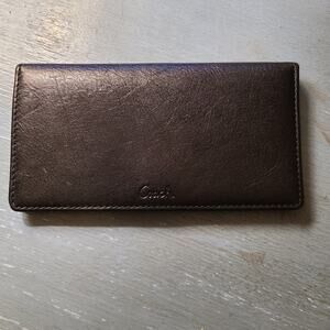 Vintage Coach Black Leather Checkbook Cover‎ Wallet Pen Keeper Pockets Logo